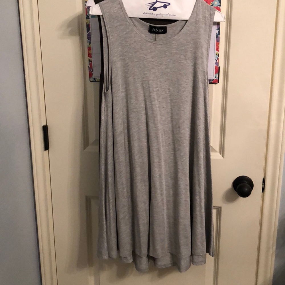 one grey and one olive green t-shirt dress